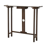 Rectangular Solid Wood Brown Console Table with Drawer Image - 12