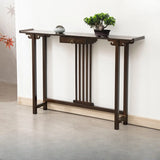 Rectangular Solid Wood Brown Console Table with Drawer Image - 13