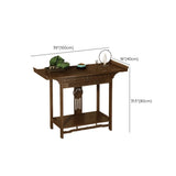 Rectangular Solid Wood Brown Floor Shelf Console Table #size