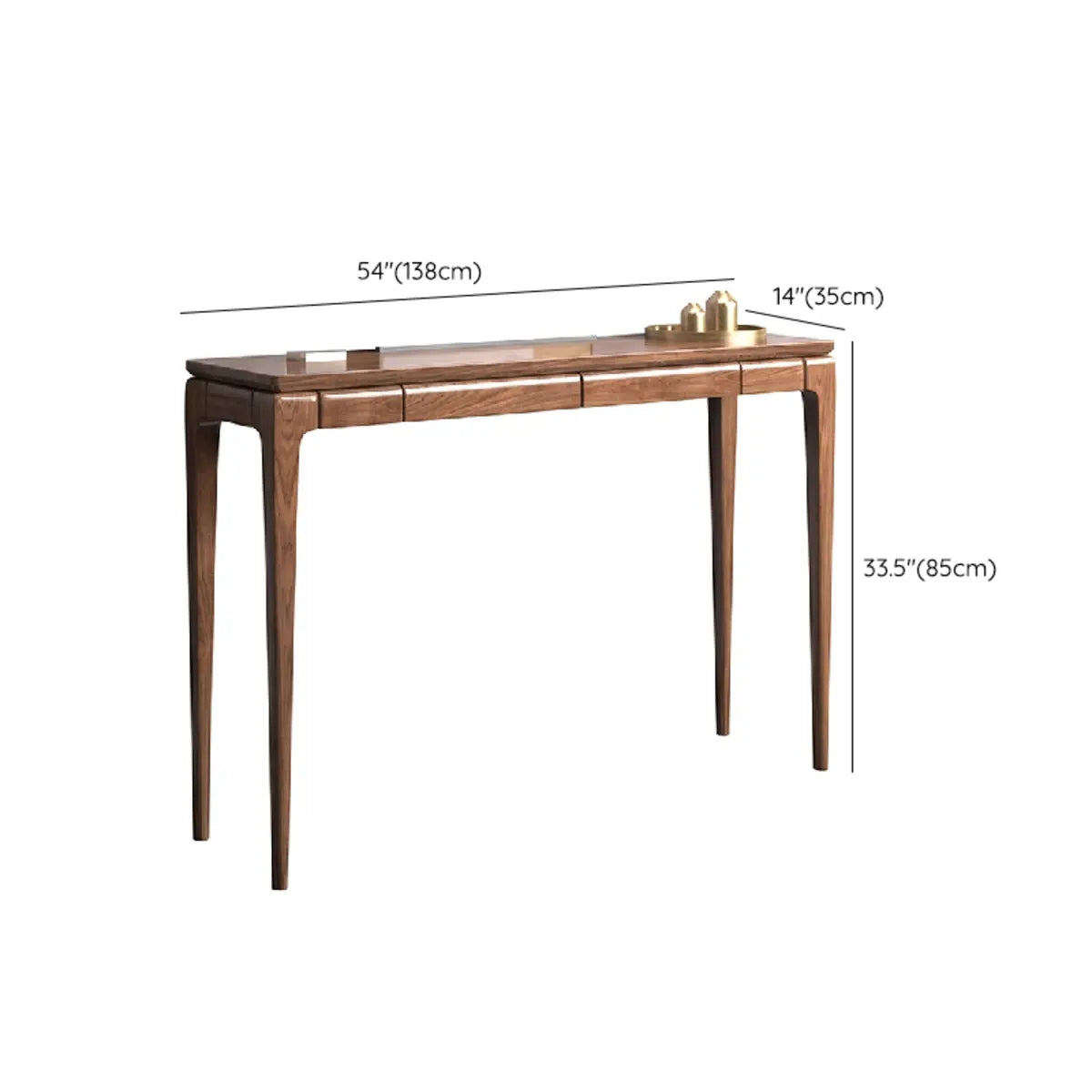 Rectangular Solid Wood Brown Storage Console Table 