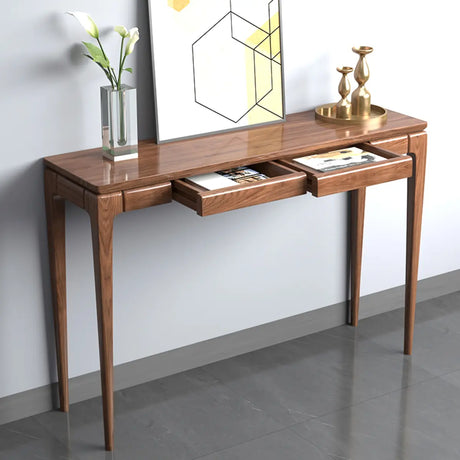 Rectangular Solid Wood Brown Storage Console Table Image - 2