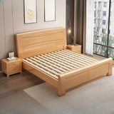 Rectangular Solid Wood Natural Queen Size Platform Bed Image - 1