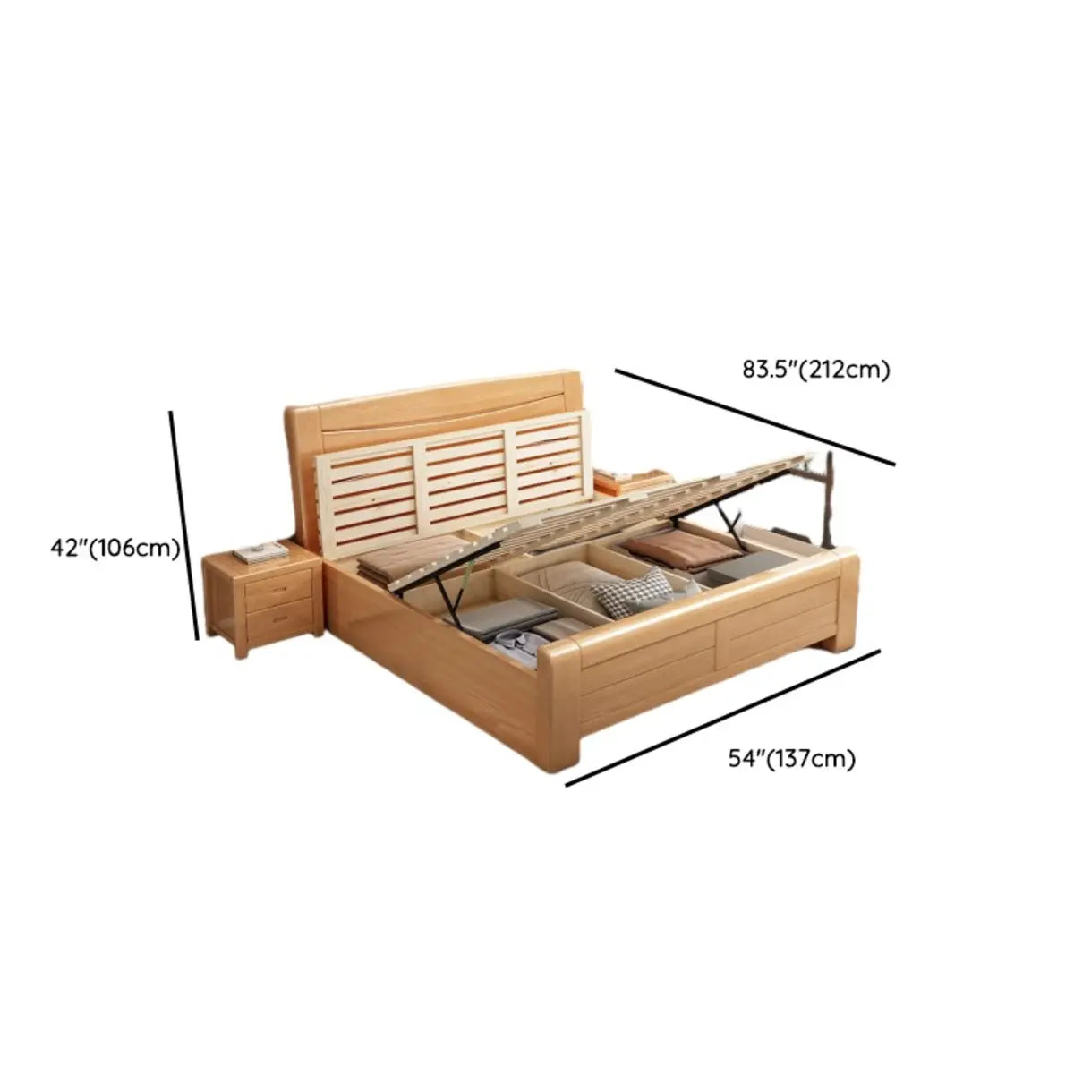 Rectangular Solid Wood Natural Queen Size Platform Bed Image - 18