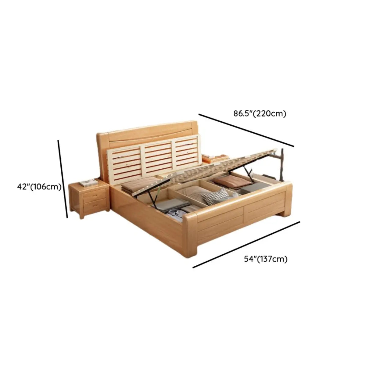 Rectangular Solid Wood Natural Queen Size Platform Bed Image - 19