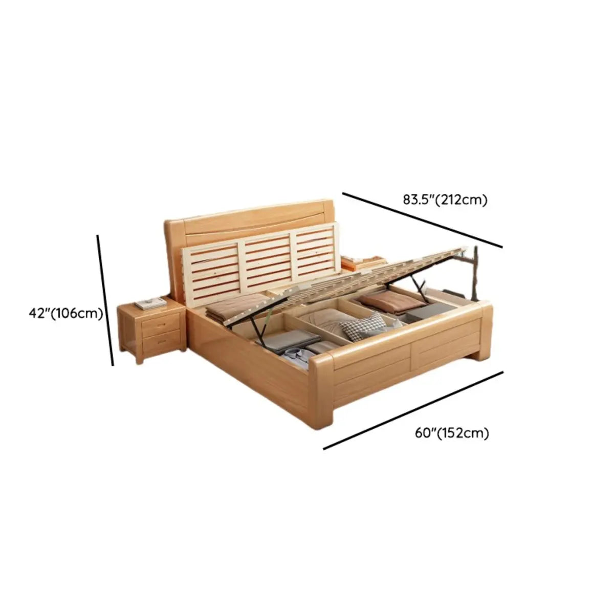 Rectangular Solid Wood Natural Queen Size Platform Bed Image - 20