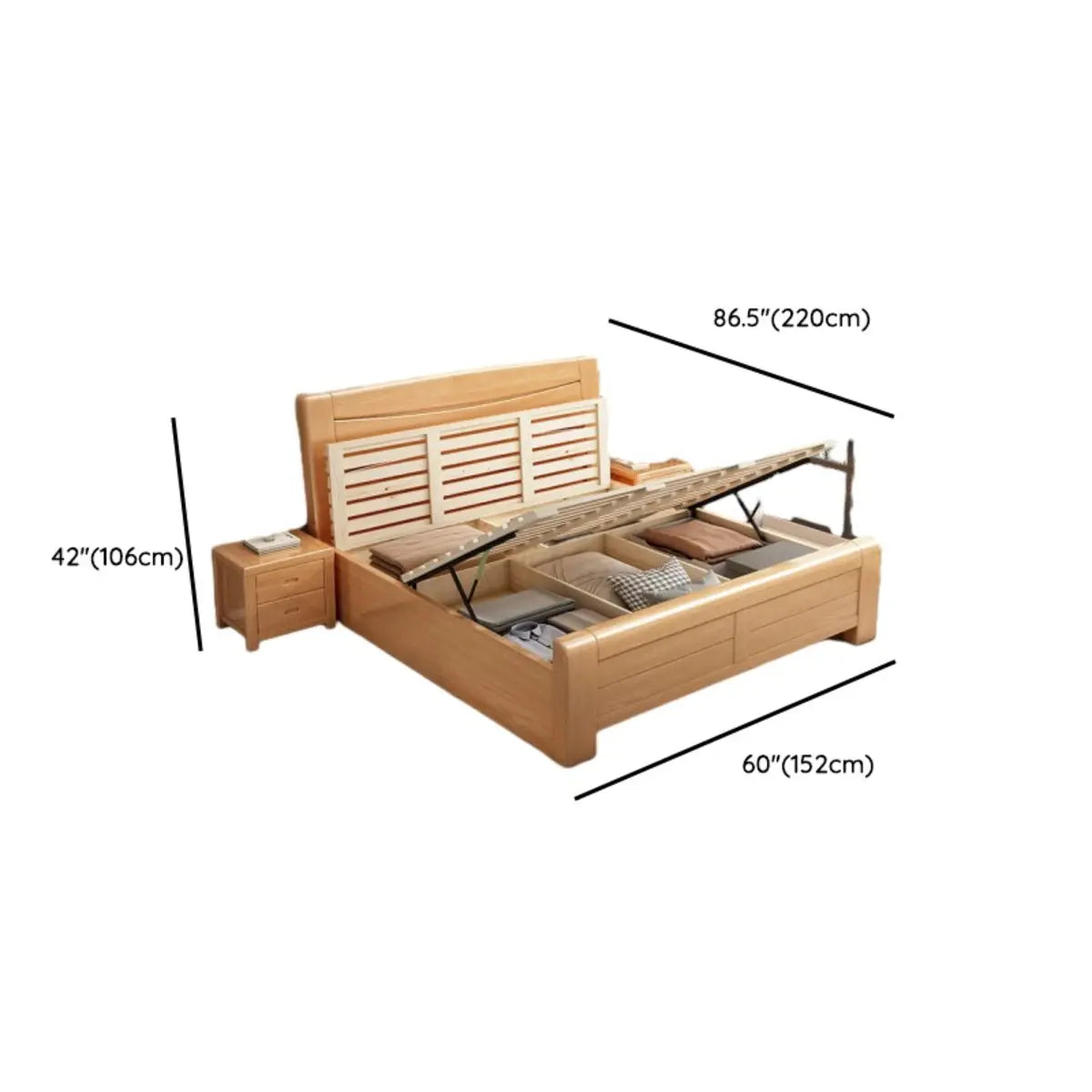 Rectangular Solid Wood Natural Queen Size Platform Bed Image - 21