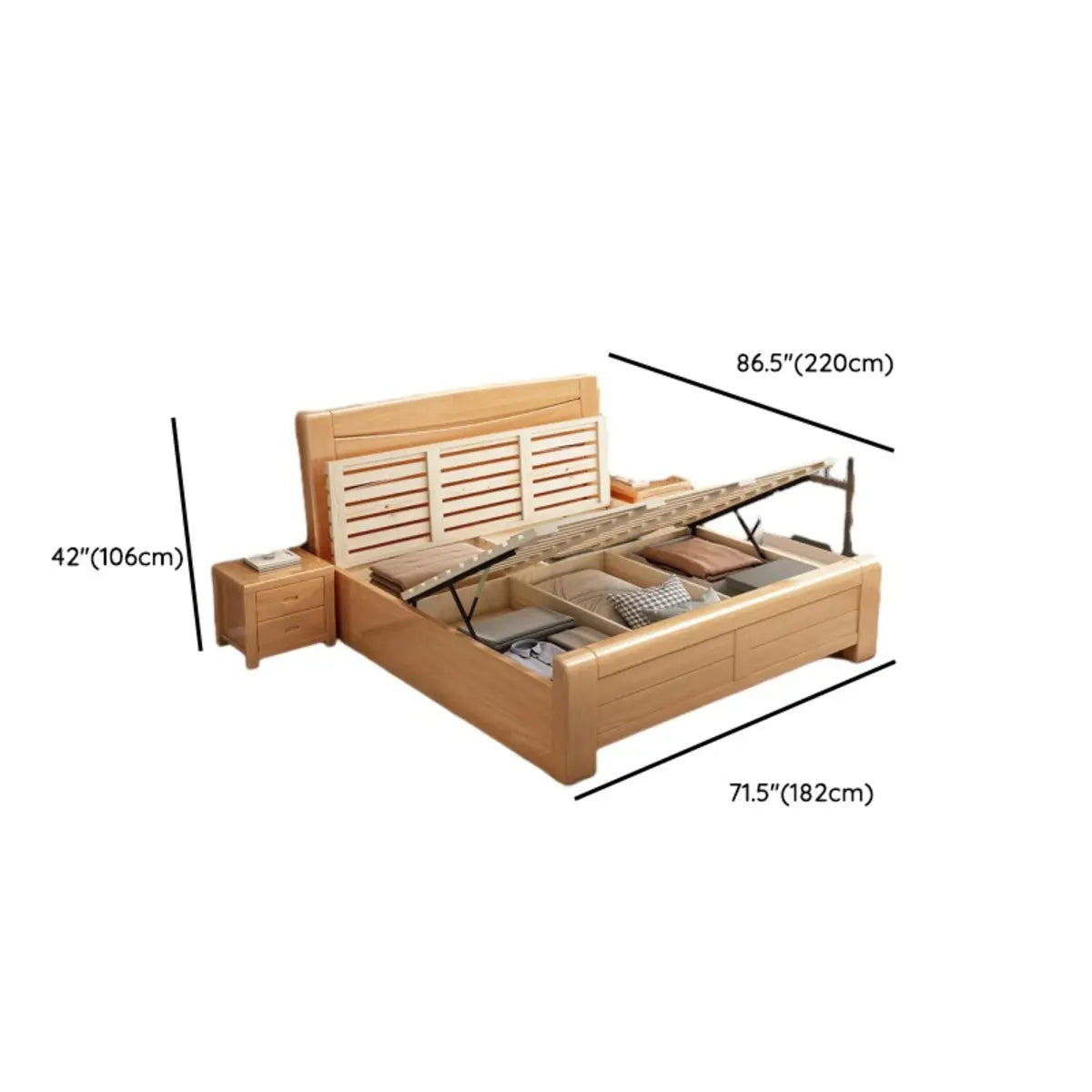 Rectangular Solid Wood Natural Queen Size Platform Bed Image - 22