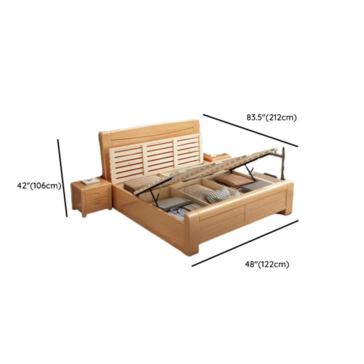 Rectangular Solid Wood Natural Queen Size Platform Bed Image - 23