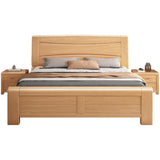 Rectangular Solid Wood Natural Queen Size Platform Bed Image - 4