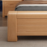 Rectangular Solid Wood Natural Queen Size Platform Bed Image - 5