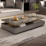 Rectangular Stone Drawers Storage Block Coffee Table Image - 6