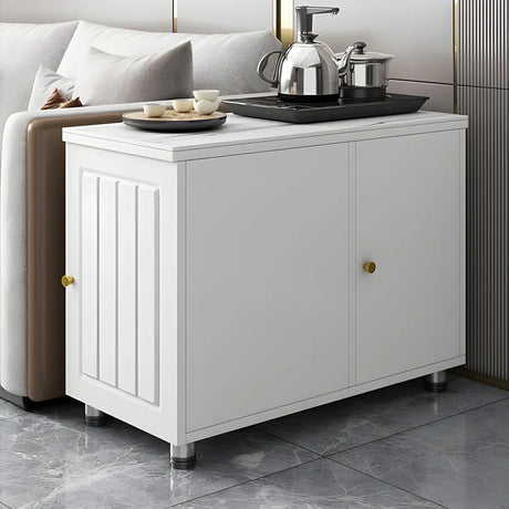 Rectangular Stone White Storage Side Cabinet Table Image - 1