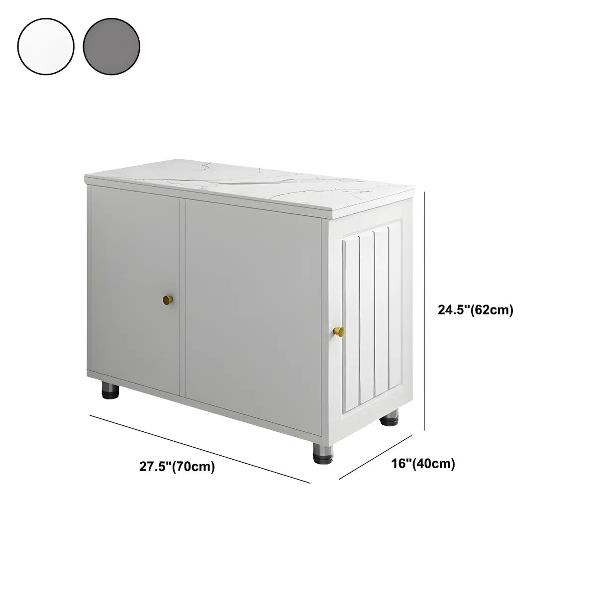 Rectangular Stone White Storage Side Cabinet Table 