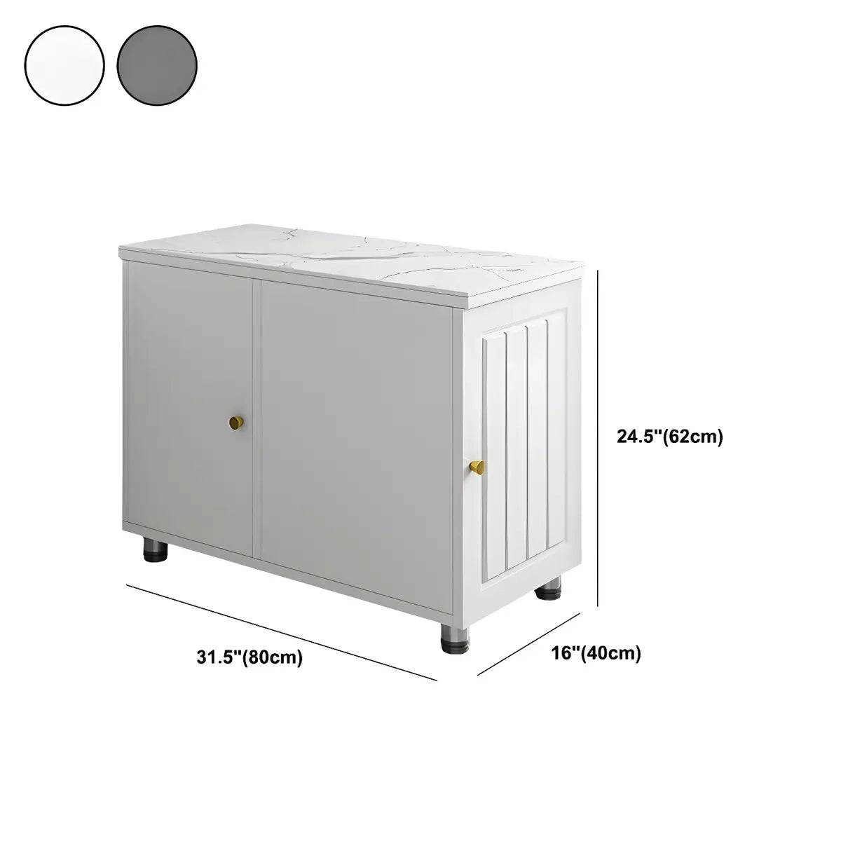 Rectangular Stone White Storage Side Cabinet Table Image - 14