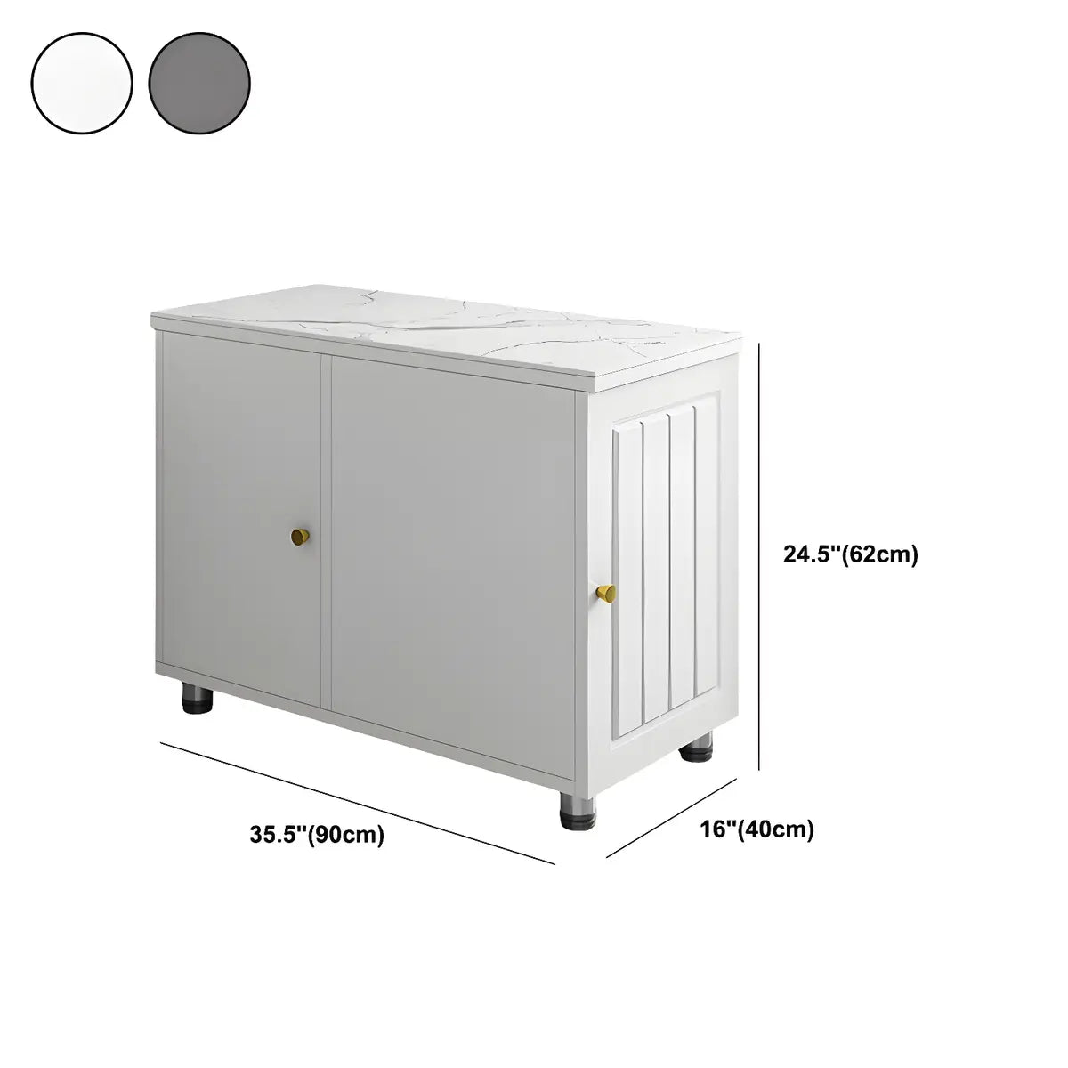 Rectangular Stone White Storage Side Cabinet Table Image - 15