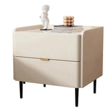 Rectangular Storage Stone Beige Drawer Nightstand with Legs Image - 4