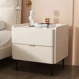 Rectangular Storage Stone Beige Drawer Nightstand with Legs Image - 5