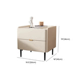 Rectangular Storage Stone Beige Drawer Nightstand with Legs #size