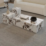 Rectangular Textured Stone Block Bunching Coffee Table Image - 1