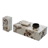 Rectangular Textured Stone Block Bunching Coffee Table Image - 13