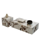 Rectangular Textured Stone Block Bunching Coffee Table Image - 14