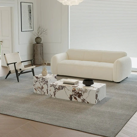 Rectangular Textured Stone Block Bunching Coffee Table Image - 2