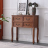 Rectangular Timber Dark Walnut Console Table with Drawers Image - 11