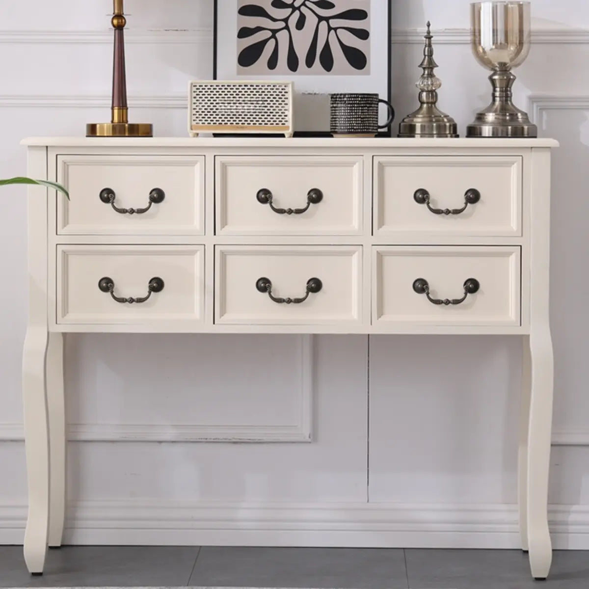 Rectangular Timber Dark Walnut Console Table with Drawers Image - 4