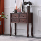 Rectangular Timber Dark Walnut Console Table with Drawers Image - 5