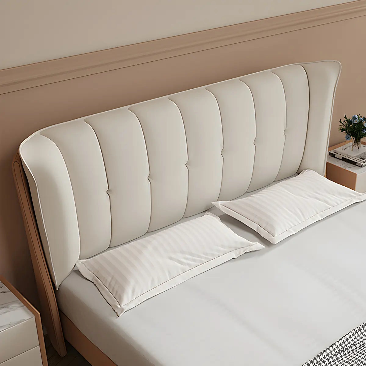 Rectangular Tufted Upholstered Wingback Headboard Image - 8