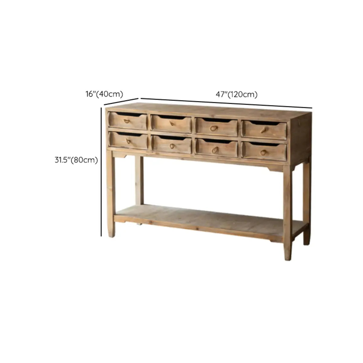 Rectangular Weathered Pine Natural Storage Console Table 