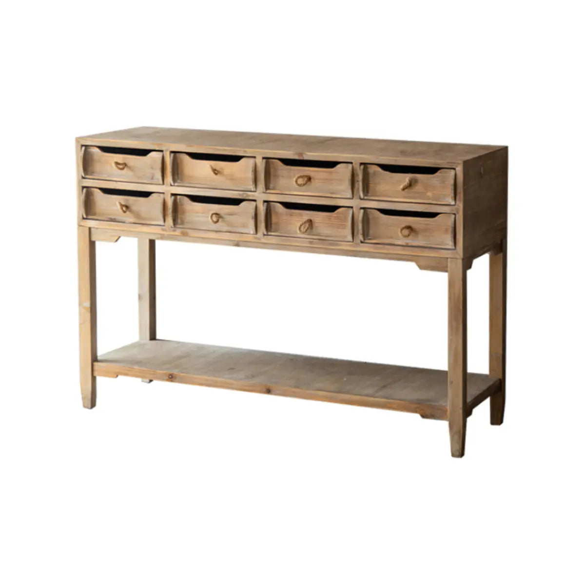 Rectangular Weathered Pine Natural Storage Console Table Image - 2