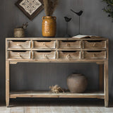 Rectangular Weathered Pine Natural Storage Console Table Image - 8