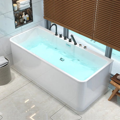 Rectangular White Acrylic Soaking Whirlpool Bathtub Image - 2