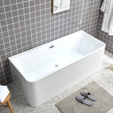 Rectangular White Acrylic Soaking Whirlpool Bathtub Image - 4