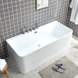 Rectangular White Acrylic Soaking Whirlpool Bathtub Image - 5