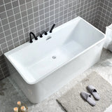 Rectangular White Acrylic Soaking Whirlpool Bathtub Image - 7