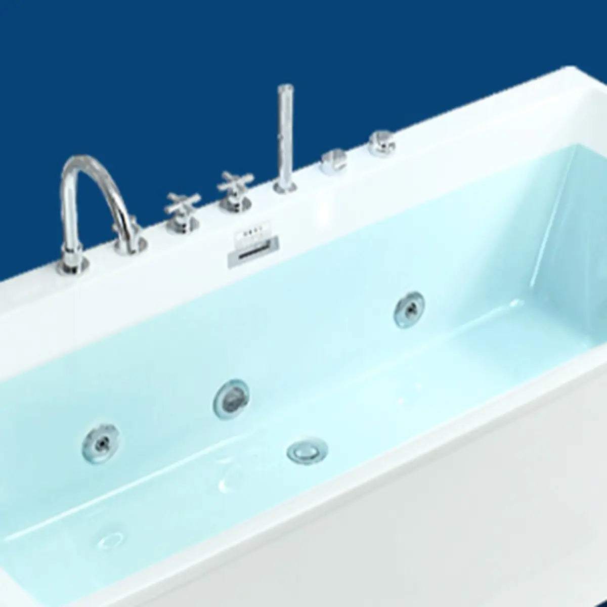 Rectangular White Acrylic Soaking Whirlpool Bathtub Image - 8