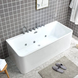 Rectangular White Acrylic Soaking Whirlpool Bathtub Image - 9