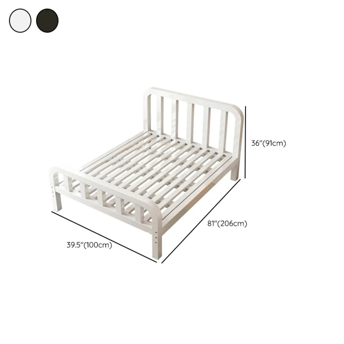 Rectangular White Metal Full Tool-Free Open-Frame Bed 