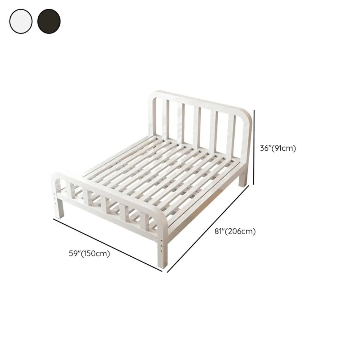 Rectangular White Metal Full Tool-Free Open-Frame Bed Image - 17