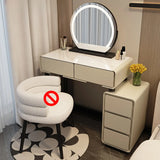 Rectangular White Wood Bedroom Makeup Vanity LED Mirror Image - 3