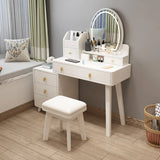 Rectangular White Wood Bedroom Vanity with Mirror Image - 1