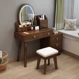 Rectangular White Wood Bedroom Vanity with Mirror Image - 2