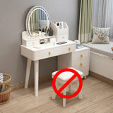 Rectangular White Wood Bedroom Vanity with Mirror Image - 5