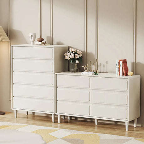 Rectangular White Wood Modern Dresser with Drawers Image - 1