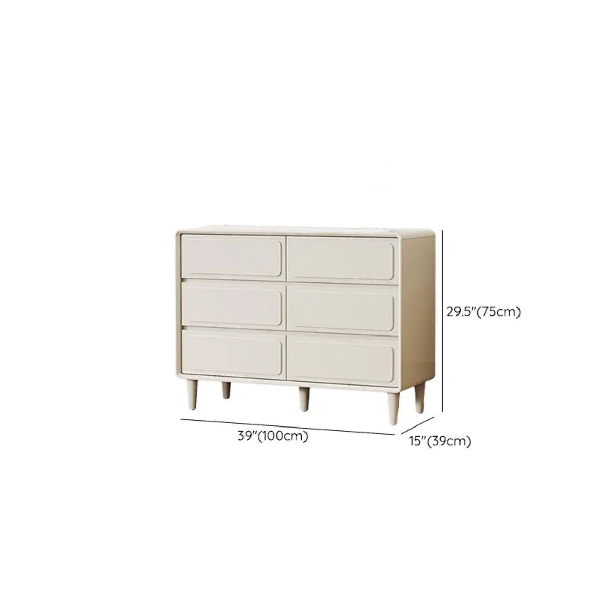 Rectangular White Wood Modern Dresser with Drawers 