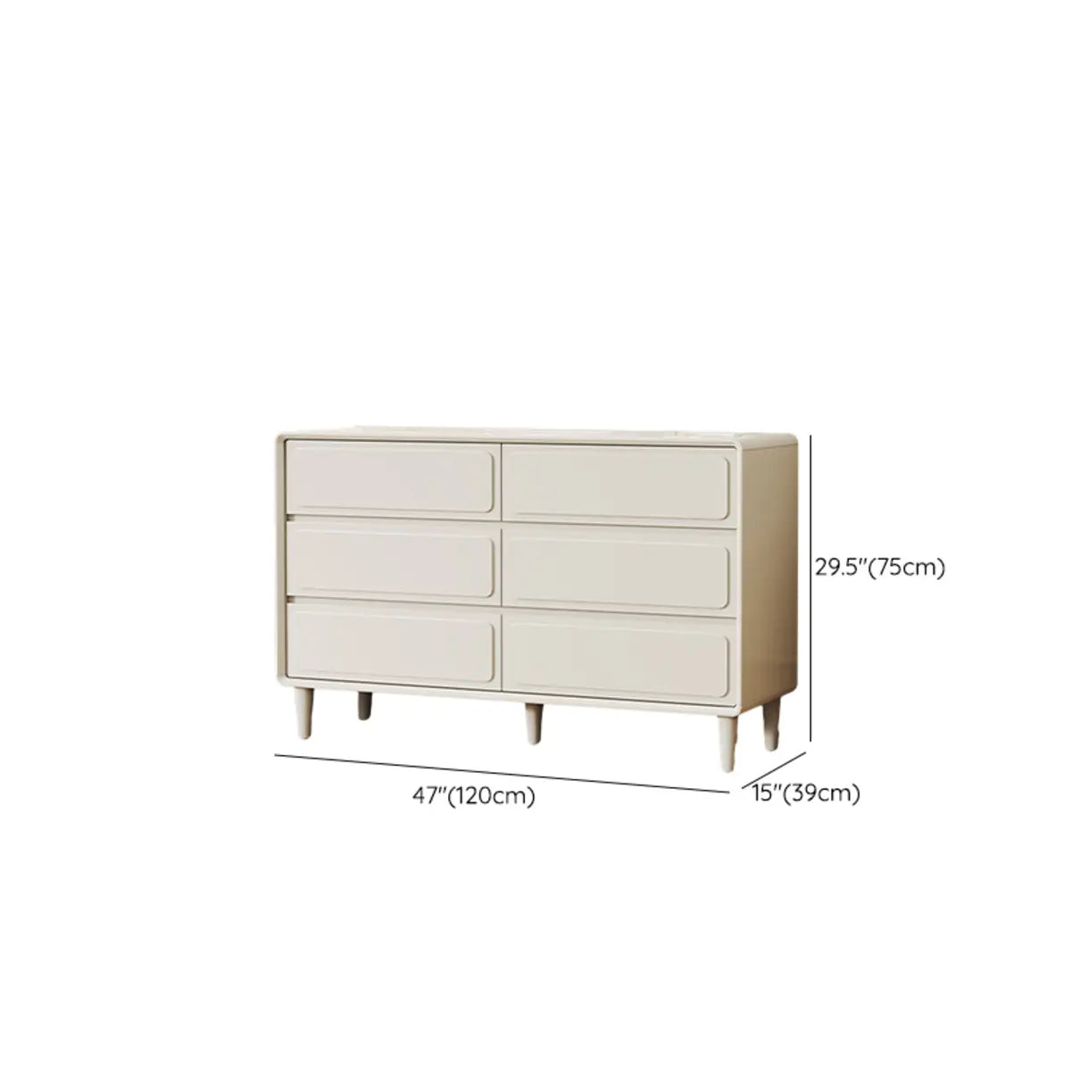 Rectangular White Wood Modern Dresser with Drawers Image - 13