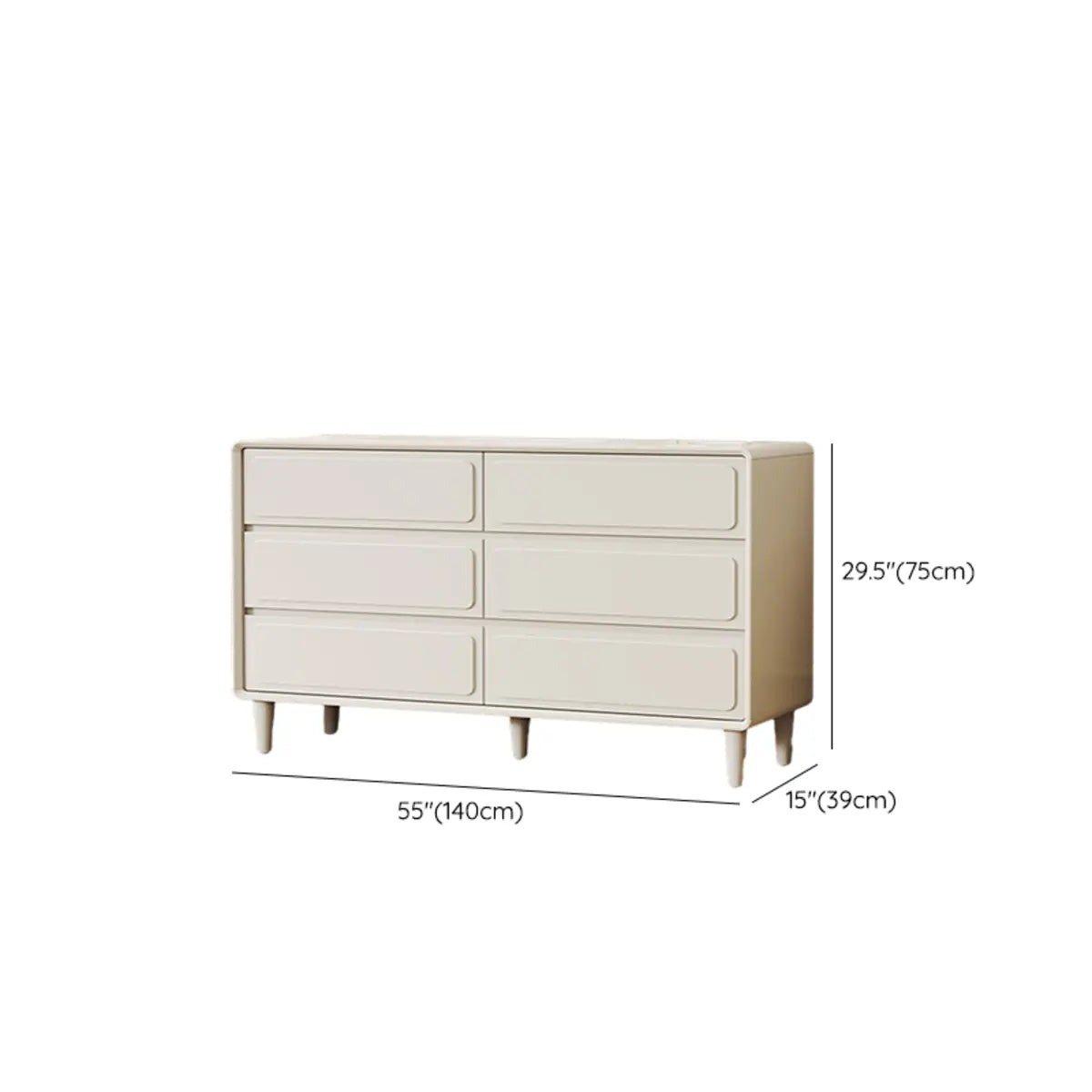 Rectangular White Wood Modern Dresser with Drawers Image - 14