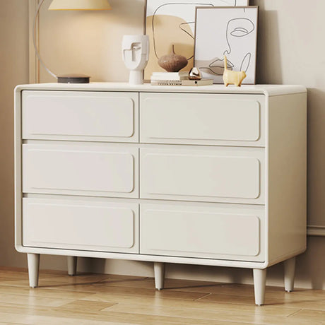 Rectangular White Wood Modern Dresser with Drawers Image - 2